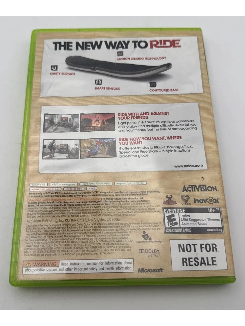 Tony Hawk Ride - XBOX 360 Not For Resale Box - Untested